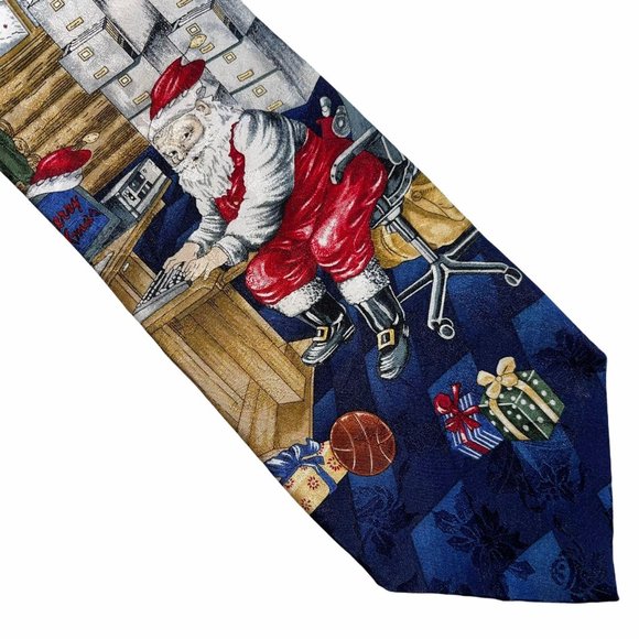 Christmas Santa Clause Checking List Tie Necktie - Picture 2 of 10